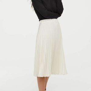 White Pleated Midi Skirt